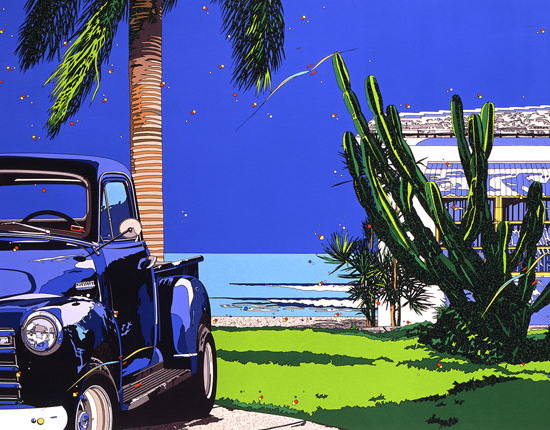 鈴木英人の絵画作品　タイトルは、BLUE SKY BLUES