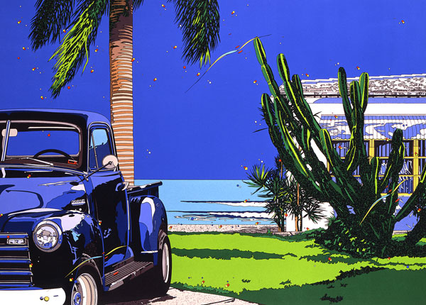 鈴木英人の絵画作品　タイトルは、BLUE SKY BLUES