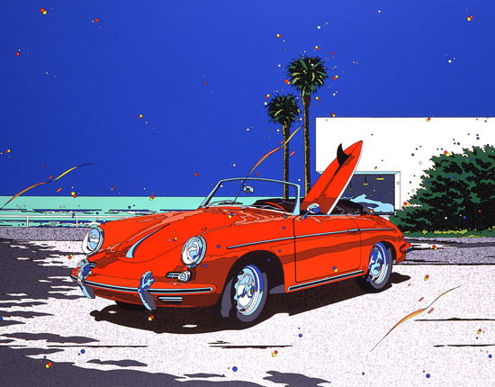 鈴木英人の絵画作品　タイトルは、PORSCHE-356B-ROADSTER-1988年