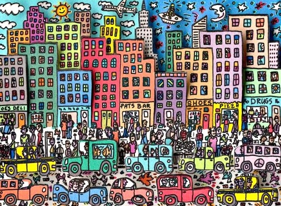 チャールズ・ファジーノの絵画作品　タイトルは、A BLOCK IN BROOKLYN