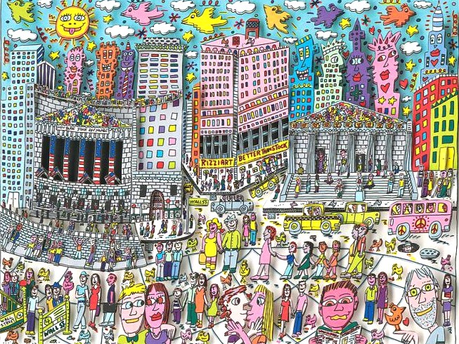 チャールズ・ファジーノの絵画作品　タイトルは、A WALK ON WALL STREET