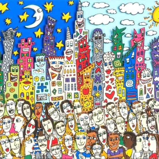ジェームス・リジィの絵画作品　タイトルは、Make friends with life and people