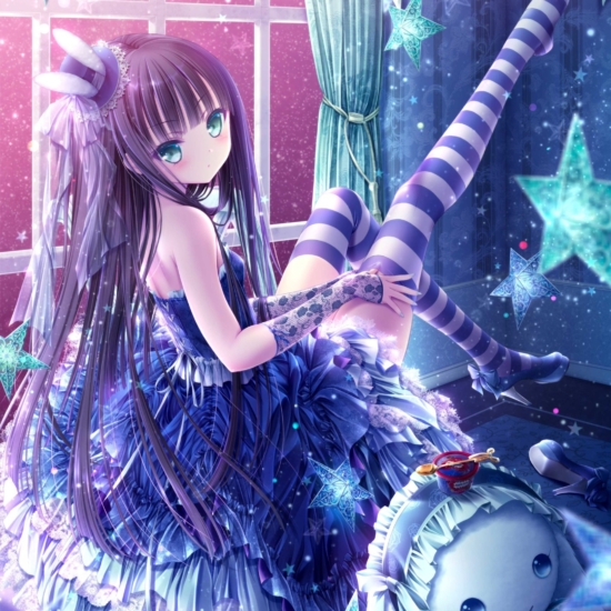 てぃんくるの絵画作品　タイトルは、blu-cielo. ～notte-ciliegia～