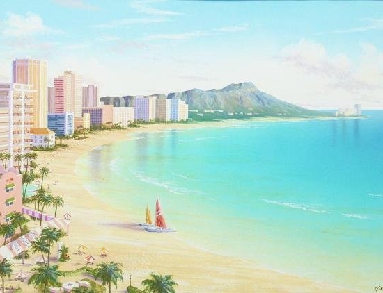 ケン・ショットウェルの絵画作品　タイトルは、ワイキキ