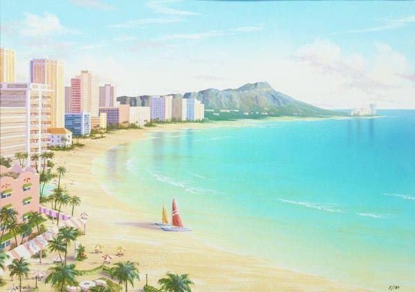 ケン・ショットウェルの絵画作品　タイトルは、ワイキキ