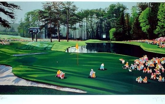 ヒロ・ヤマガタの絵画作品　タイトルは、オーガスタ16番ホール