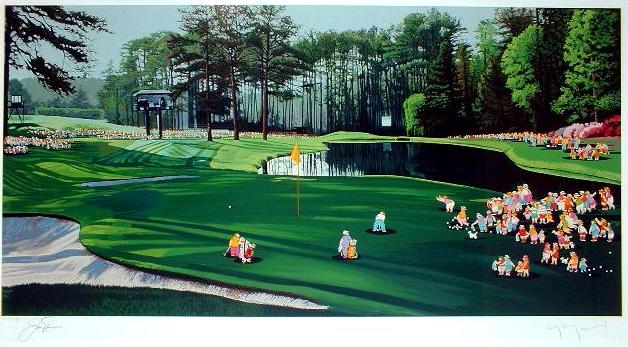 ヒロ・ヤマガタの絵画作品　タイトルは、オーガスタ16番ホール