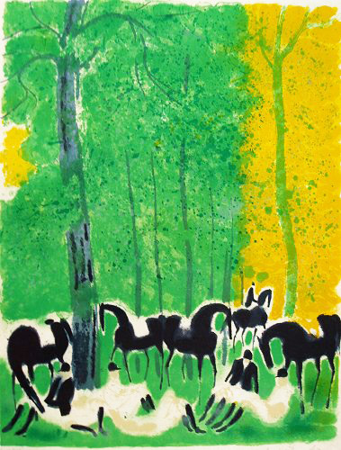 アンドレ・ブラジリエの絵画作品　タイトルは、騎馬たちの休息