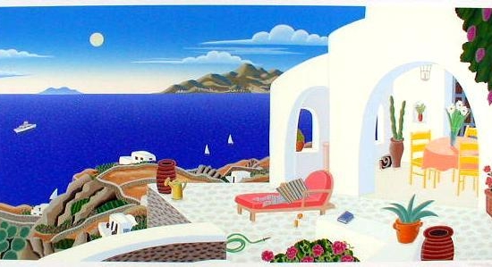 トーマス・マックナイトの絵画作品　タイトルは、ミコノスの風景