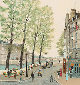 ミッシェル・ドラクロワの絵画作品　タイトルは、春のフラワーマーケット