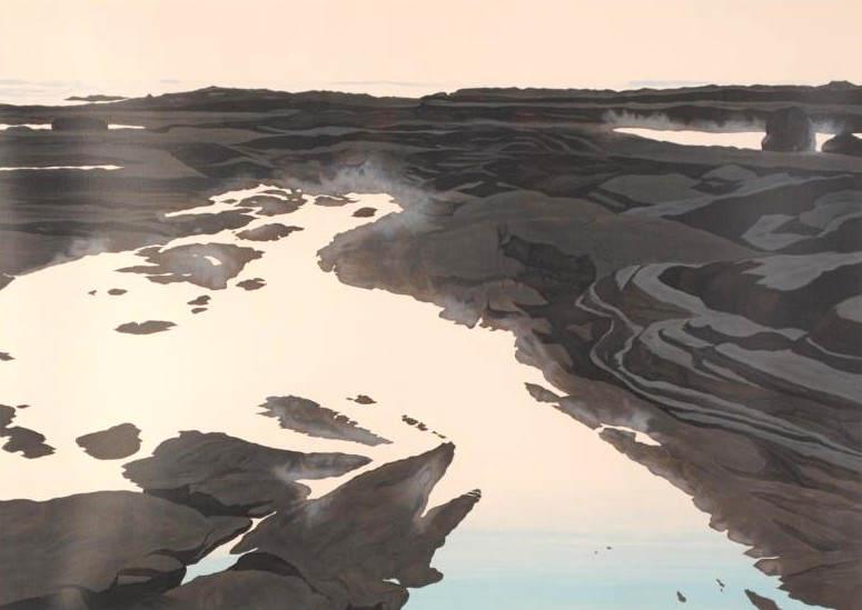千住博の絵画作品　タイトルは、フラットウォーター８