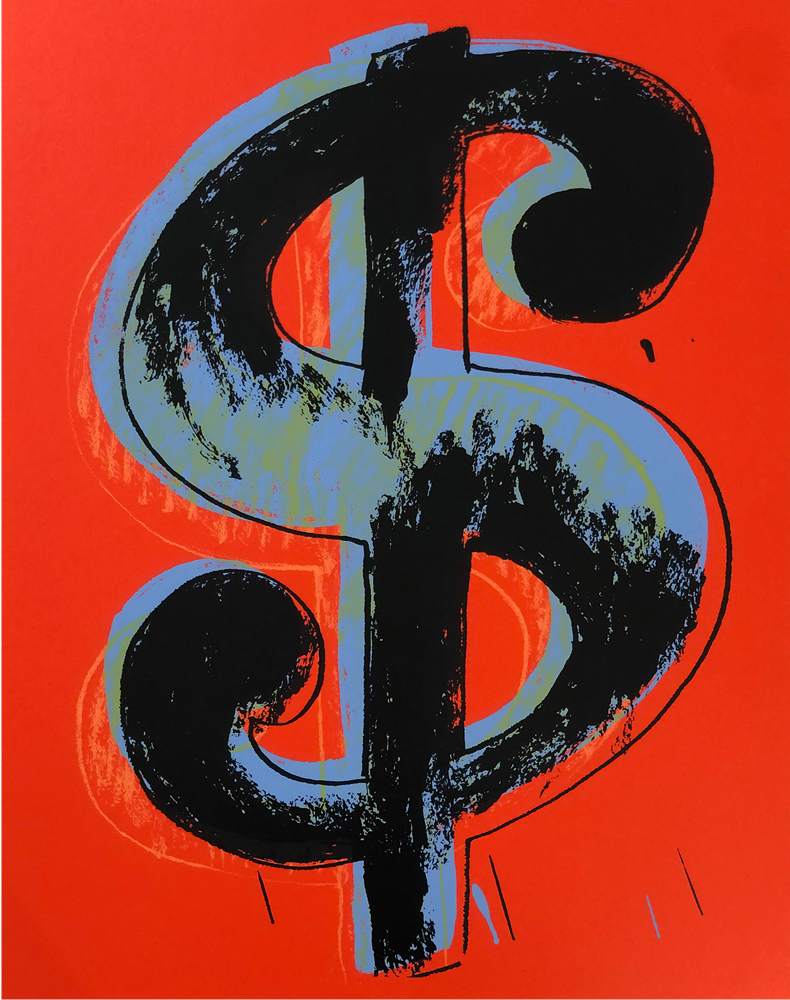 アンディ・ウォーホルの絵画作品　タイトルは、ドル Dollars Sign 1