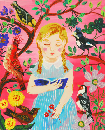 ナタリー・レテの絵画作品　タイトルは、本を読んでいた女の子