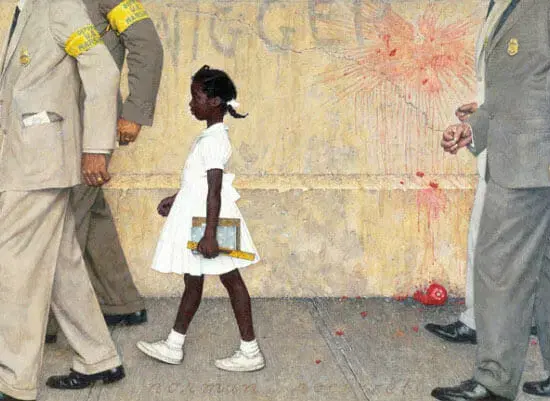 ノーマン・ロックウェルの絵画作品　タイトルは、全員が抱えている問題　The-Problem-We-All-Live-With.
