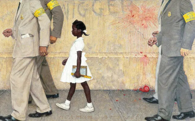 ノーマン・ロックウェルの絵画作品　タイトルは、全員が抱えている問題　The-Problem-We-All-Live-With.