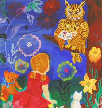 ナタリー・レテの絵画作品　タイトルは、何かお話読んで