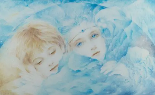きたのじゅんこの絵画作品　タイトルは、水の国　Land of water
