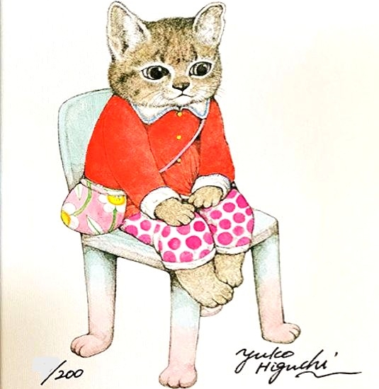 ヒグチユウコの絵画作品　タイトルは、こねこ