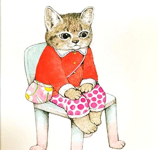 ヒグチユウコの絵画作品　タイトルは、こねこ
