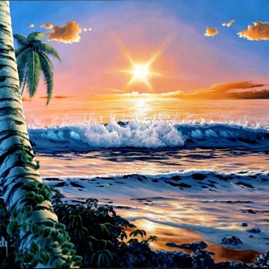 ゲーリー・ウェルティーの絵画作品　タイトルは、海