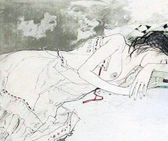 ジャン・ジャンセンの絵画作品　タイトルは、横たわる裸婦1984