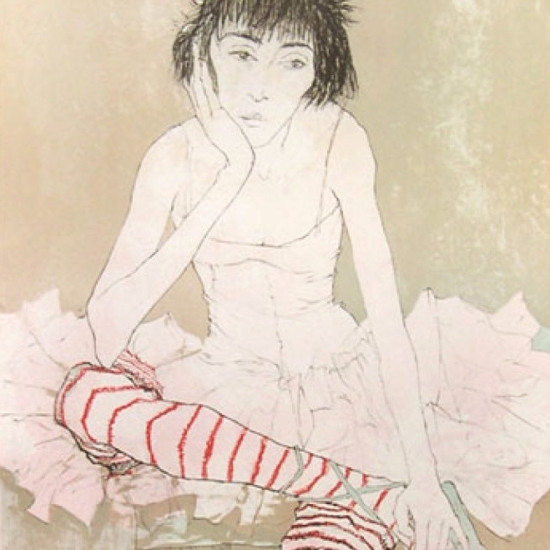 ジャン・ジャンセンの絵画作品　タイトルは、赤いレッグウォーマーのリフェ1993