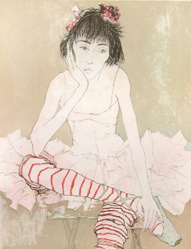 ジャン・ジャンセンの絵画作品　タイトルは、赤いレッグウォーマーのリフェ1993