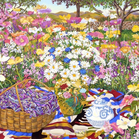 ジョン・ポーウェルの絵画作品　タイトルは、 TEA & POPPIES