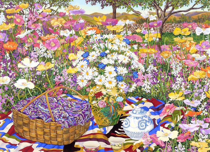 ジョン・ポーウェルの絵画作品　タイトルは、 TEA & POPPIES