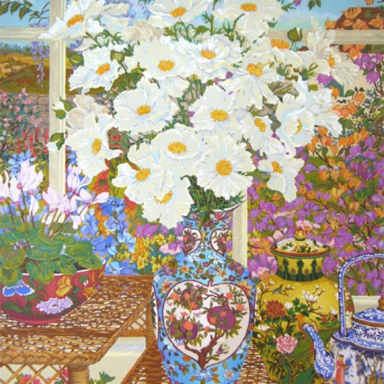 ジョン・ポーウェルの絵画作品　タイトルは、コテージガーデン