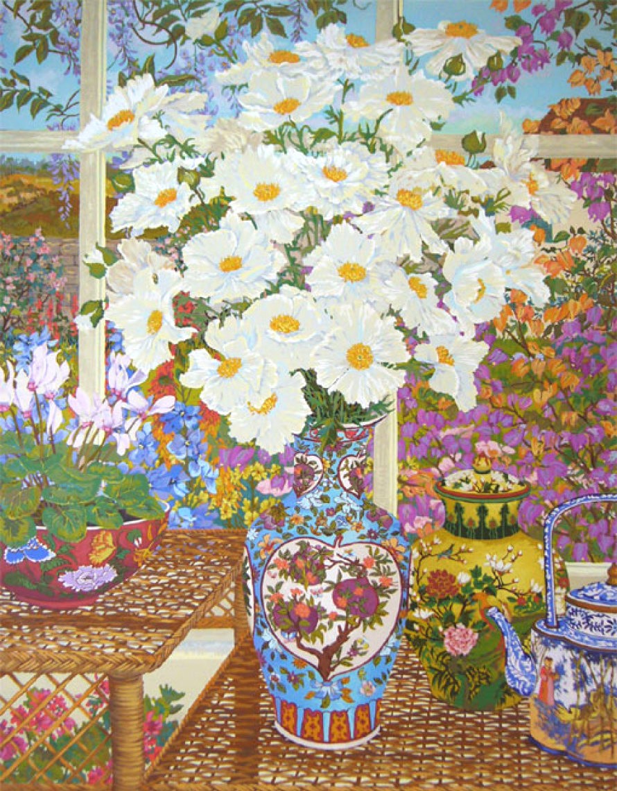 ジョン・ポーウェルの絵画作品　タイトルは、コテージガーデン