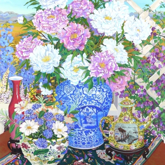 ジョン・ポーウェルの絵画作品　タイトルは、ピオニー