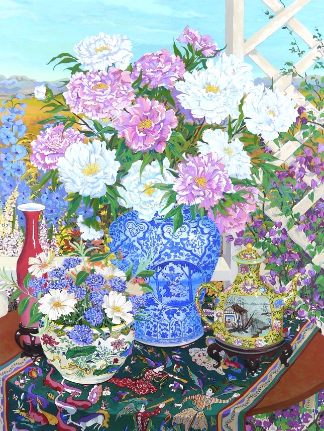 ジョン・ポーウェルの絵画作品　タイトルは、ピオニー
