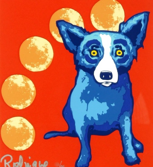 ジョージ・ロドリーゲの絵画作品　タイトルは、THE MOON IS BLUE FOR YOU 1996