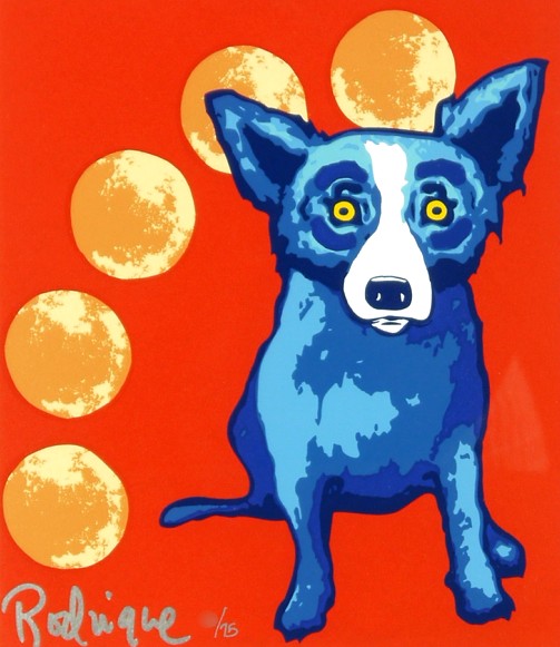 ジョージ・ロドリーゲの絵画作品　タイトルは、THE MOON IS BLUE FOR YOU 1996