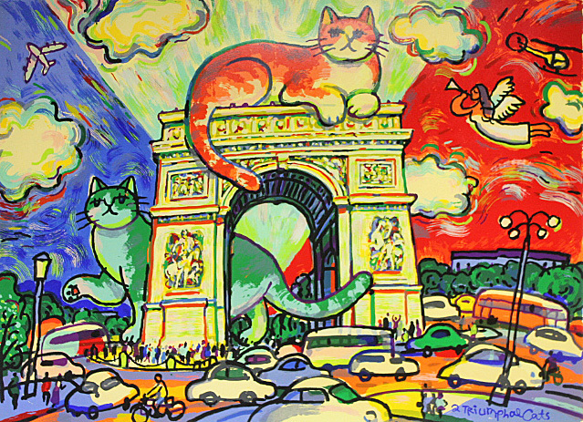 マイケル・ルーの絵画作品　タイトルは、a Triumphal cats