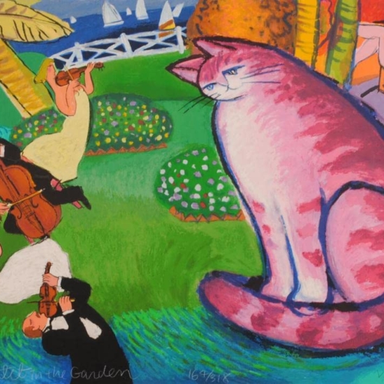 マイケル・ルーの絵画作品　タイトルは、カルテット・イン・ザ・ガーデン