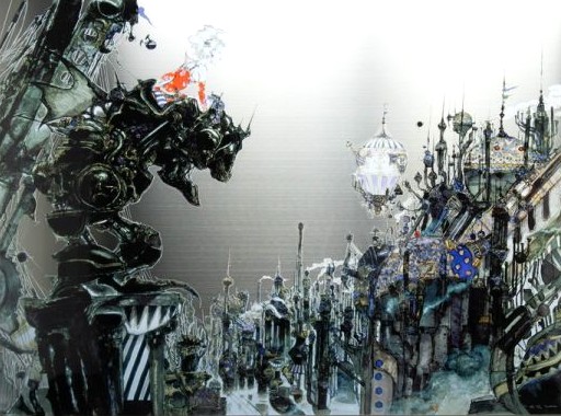 天野喜孝の絵画作品　タイトルは、街 DX