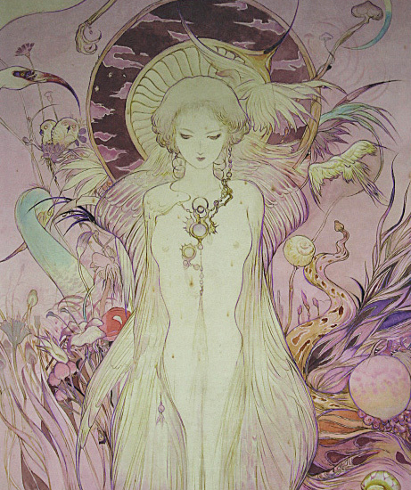天野喜孝の絵画作品　タイトルは、魔法の森