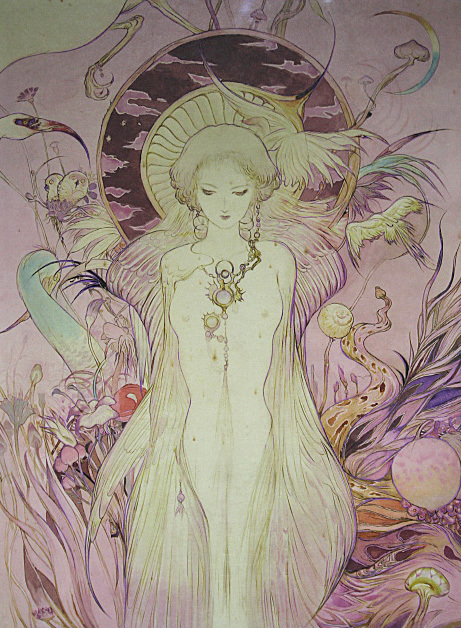天野喜孝の絵画作品　タイトルは、魔法の森
