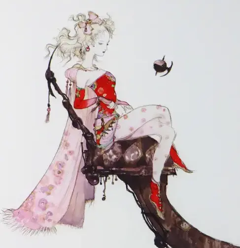 天野喜孝の絵画作品　タイトルは、気高き乙女