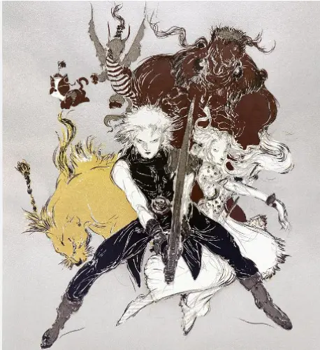 天野喜孝の絵画作品　タイトルは、挑〜いどむ〜