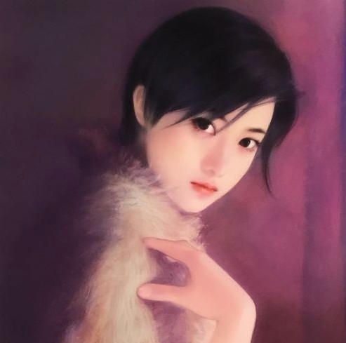 コモン・チェンの絵画作品　タイトルは、藍調