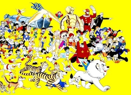 手塚治虫の絵画作品　タイトルは、キャラクター大行進