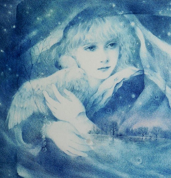 きたのじゅんこの絵画作品　タイトルは、朝に向かう闇