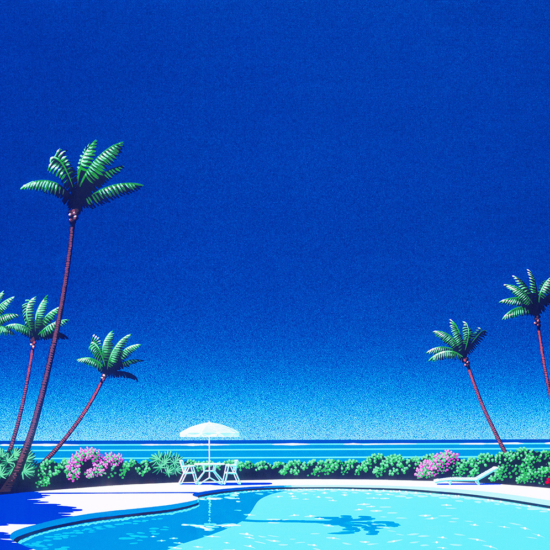 永井博の絵画作品　タイトルは、Blue HorizonⅡ