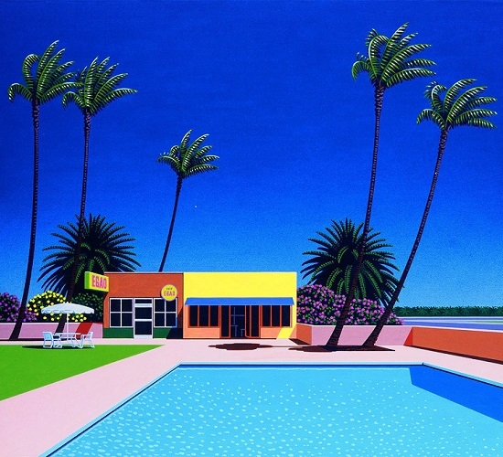永井博(の絵画作品 タイトルは、City Vibes, Coastal Tides