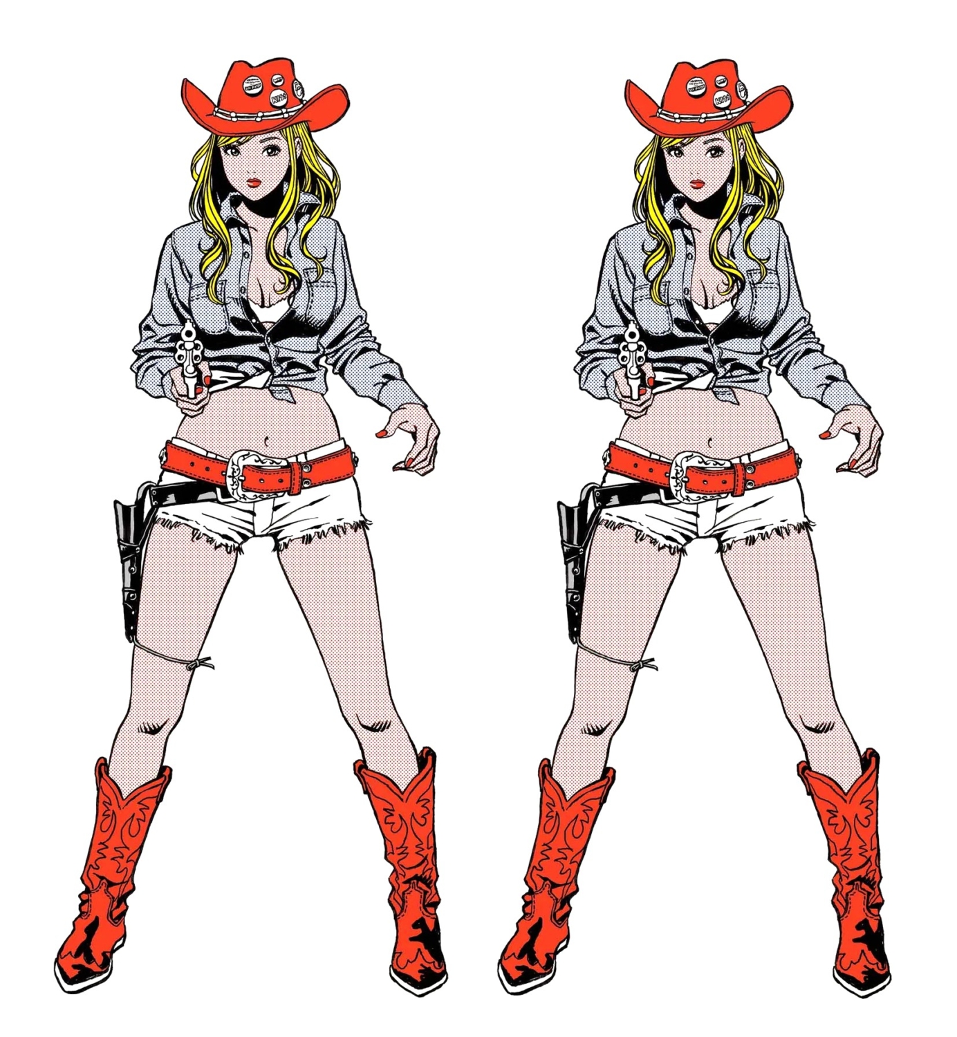 江口寿史の作品　タイトルは2 COW GIRLS (dot.ver)