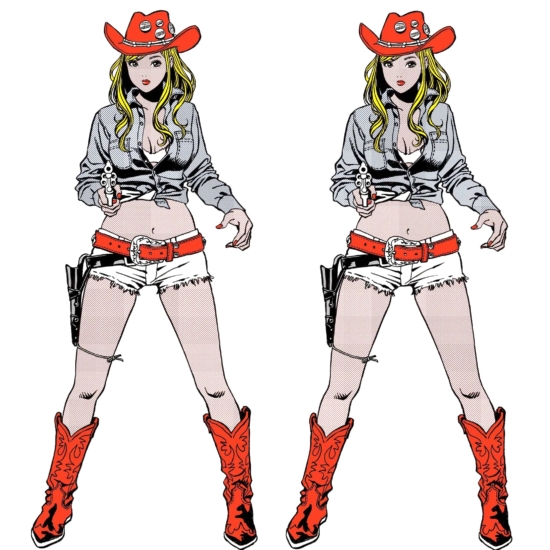 江口寿史の作品　タイトルは2 COW GIRLS (dot.ver)
