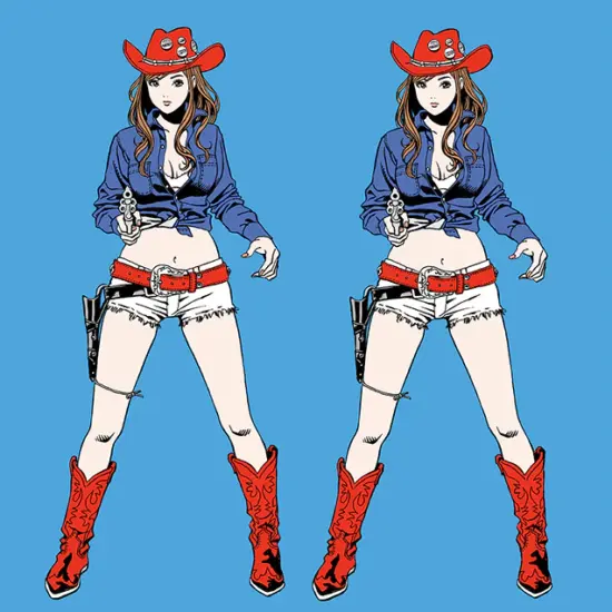 江口寿史の作品　タイトルは2 COW GIRLS